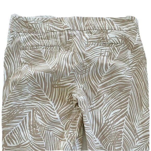 Talbots Modern Fit Crop Pants Women's Size 6 Ivory Tan Palm Print Tropical - Picture 8 of 8
